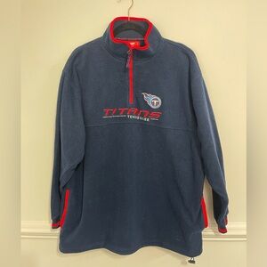 NFL Tennessee Titans Football Men's XL 1/4 Zip Red Navy Blue Fleece Pullover